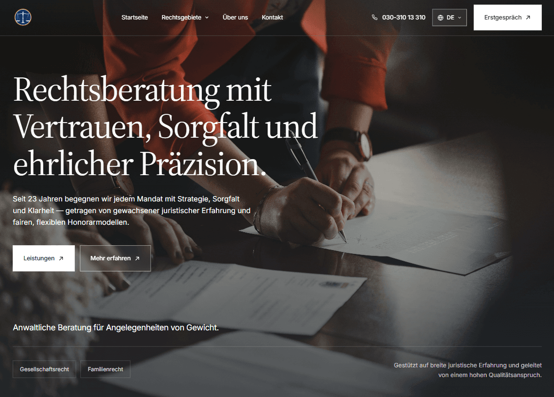 Website einer Anwaltskanzlei – Design und Umsetzung von Perfect Web